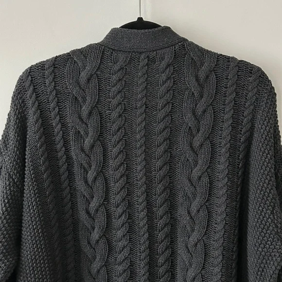 Quince 100% Organic Cotton Oversized Gray Cable Cardigan - Picture 10 of 16